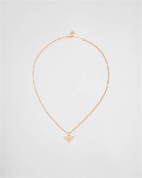 prada gold triangle necklace|necklace with triangle pendant.